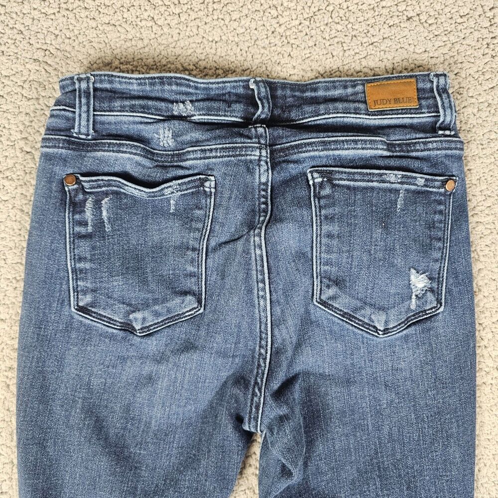 Judy Blue Jeans Womens 7/28 Skinny Fit Stretch Tummy Control Distress Dark Wash - Picture 4 of 15